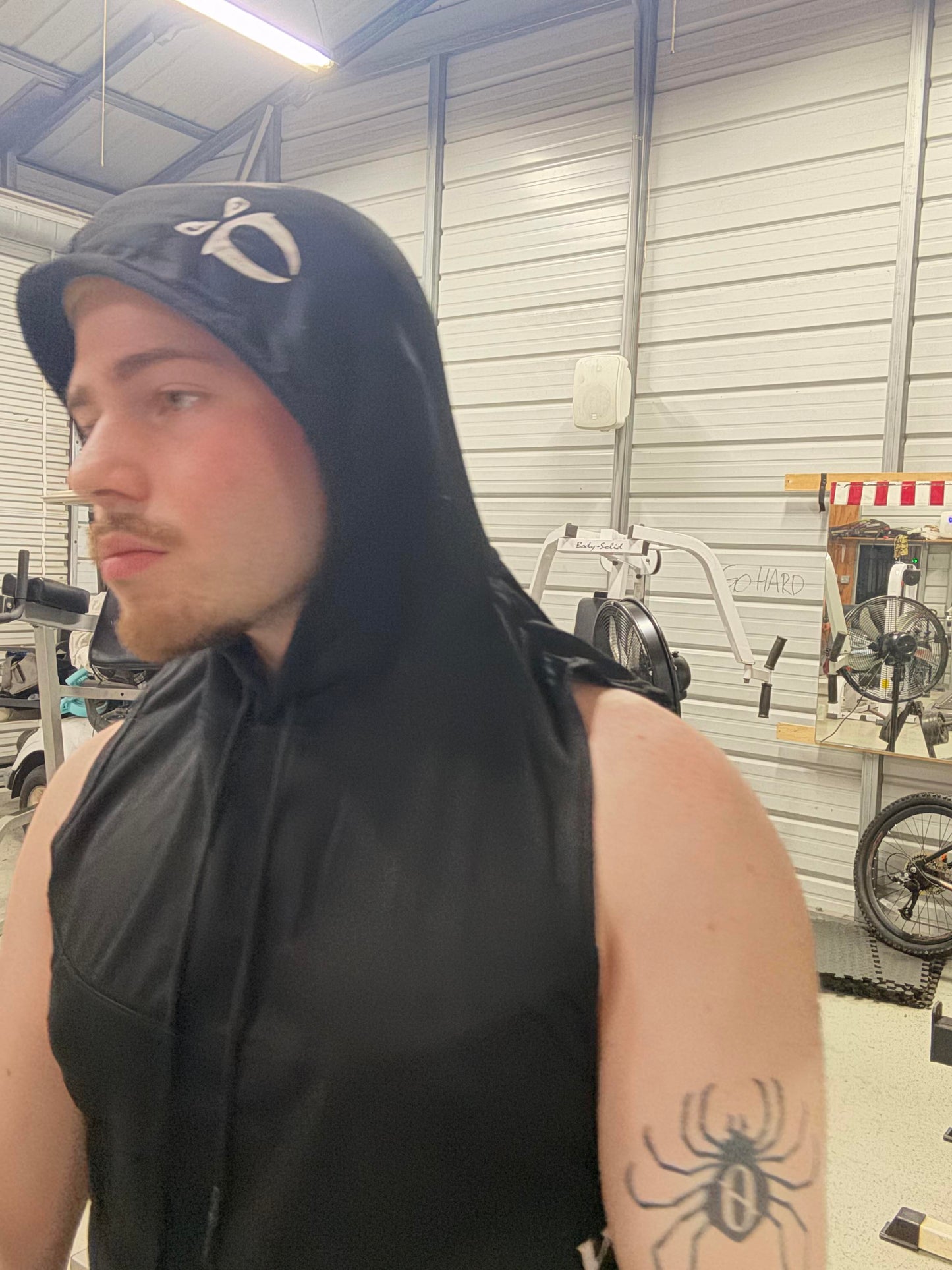 Black short sleeve hoodie