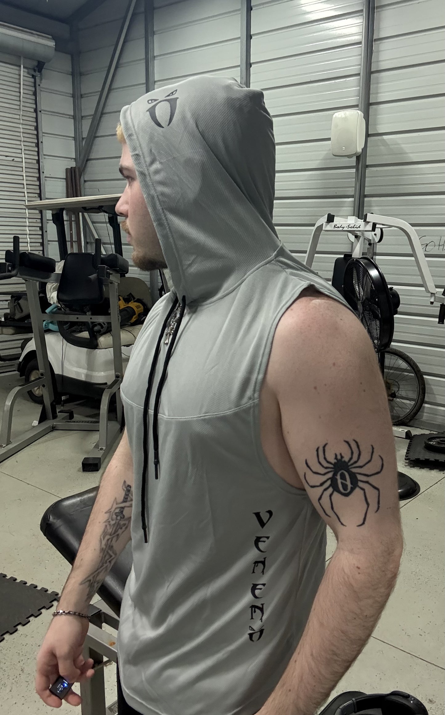grey short sleeve hoodie