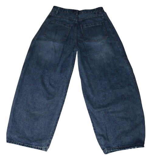 Grey print barrel jeans
