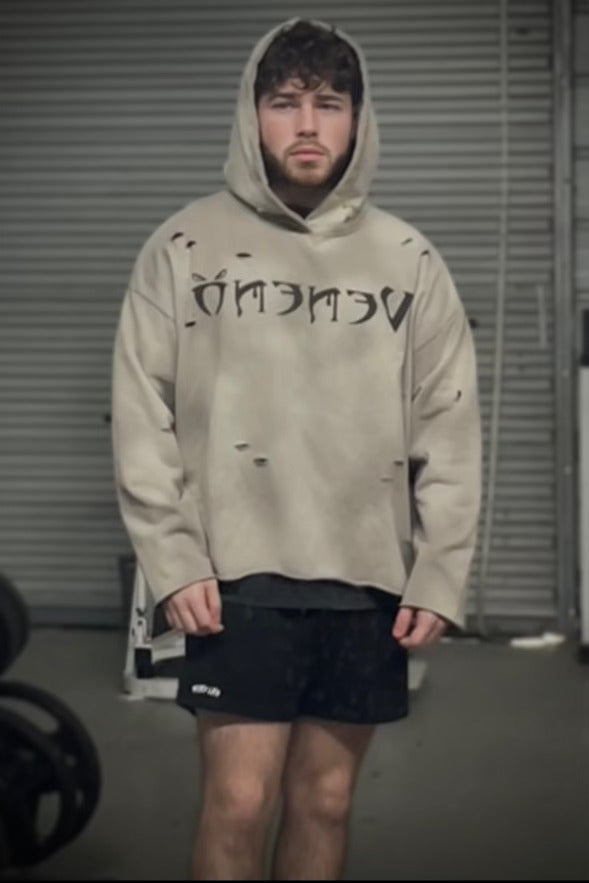 oversized distressed hoodie