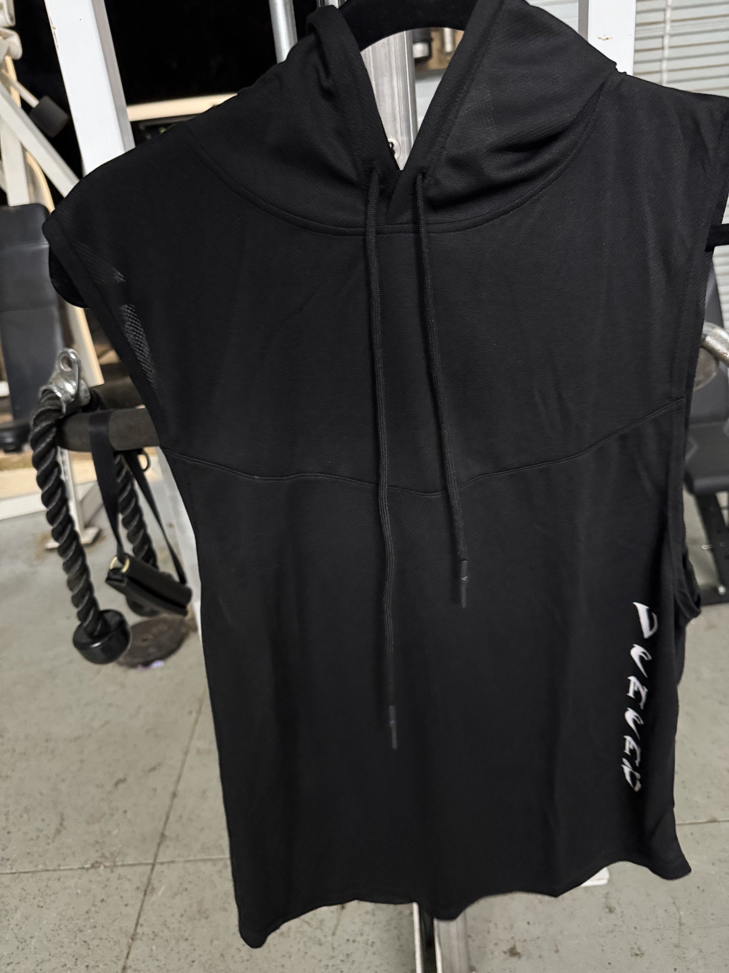 Black short sleeve hoodie