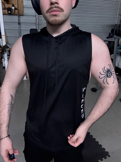 Black short sleeve hoodie