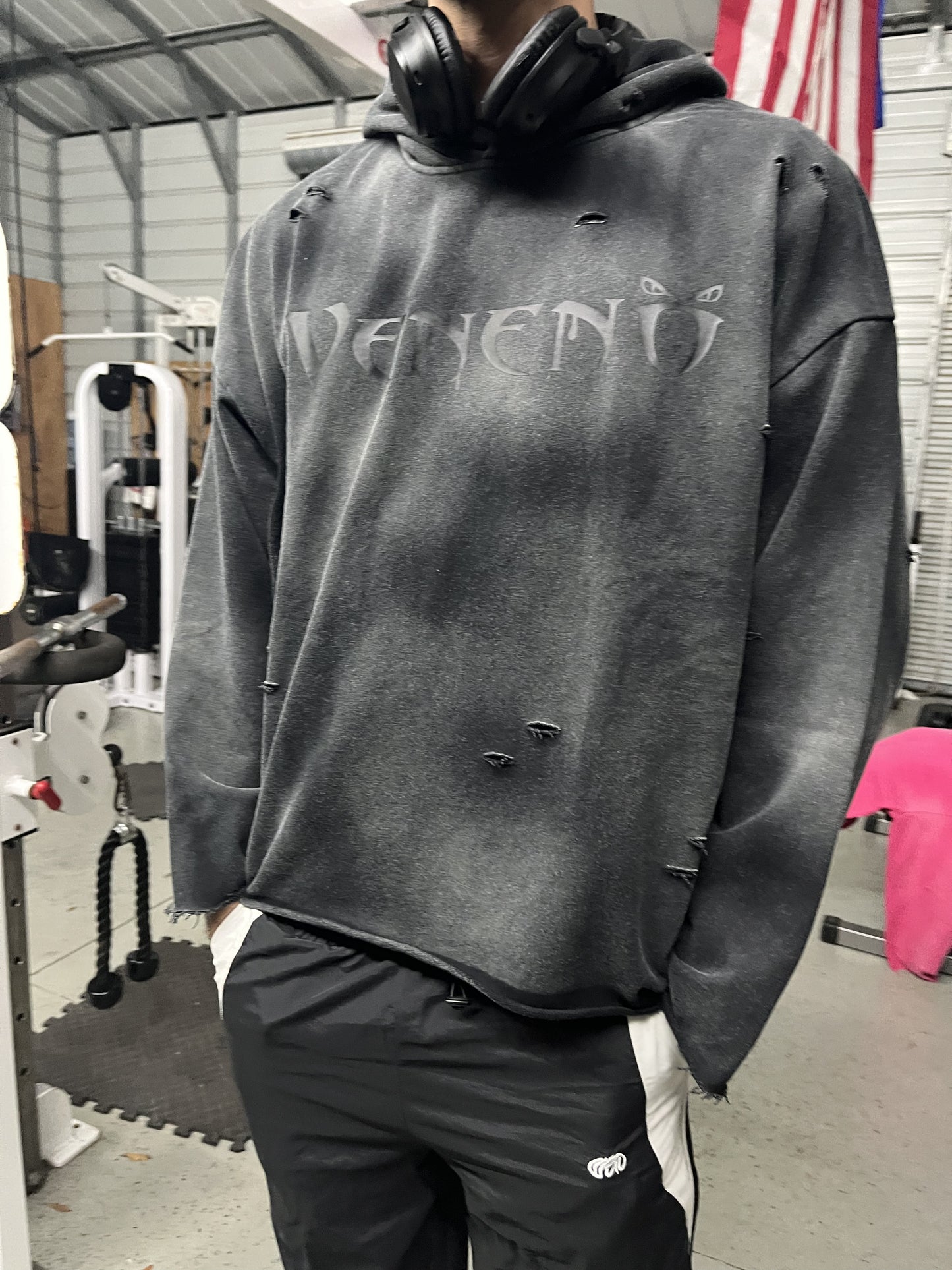 oversized distressed hoodie