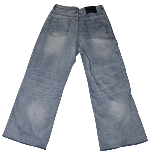 Cheetah print baggy distressed jeans