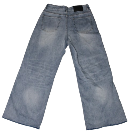 Cheetah print baggy distressed jeans