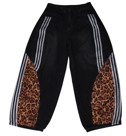 Cheetah print barrel jeans