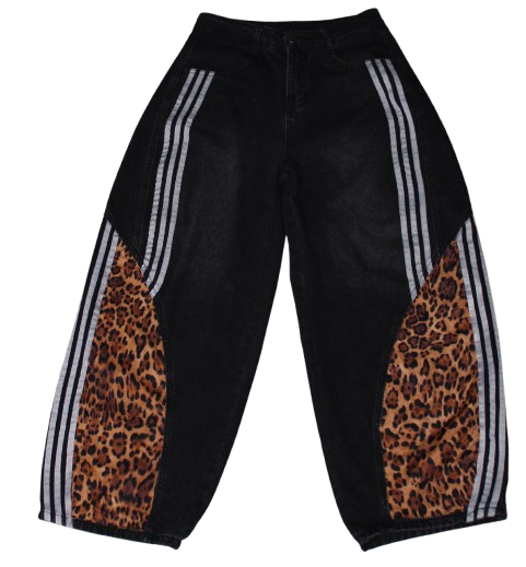 Cheetah print barrel jeans (Pre-Order)