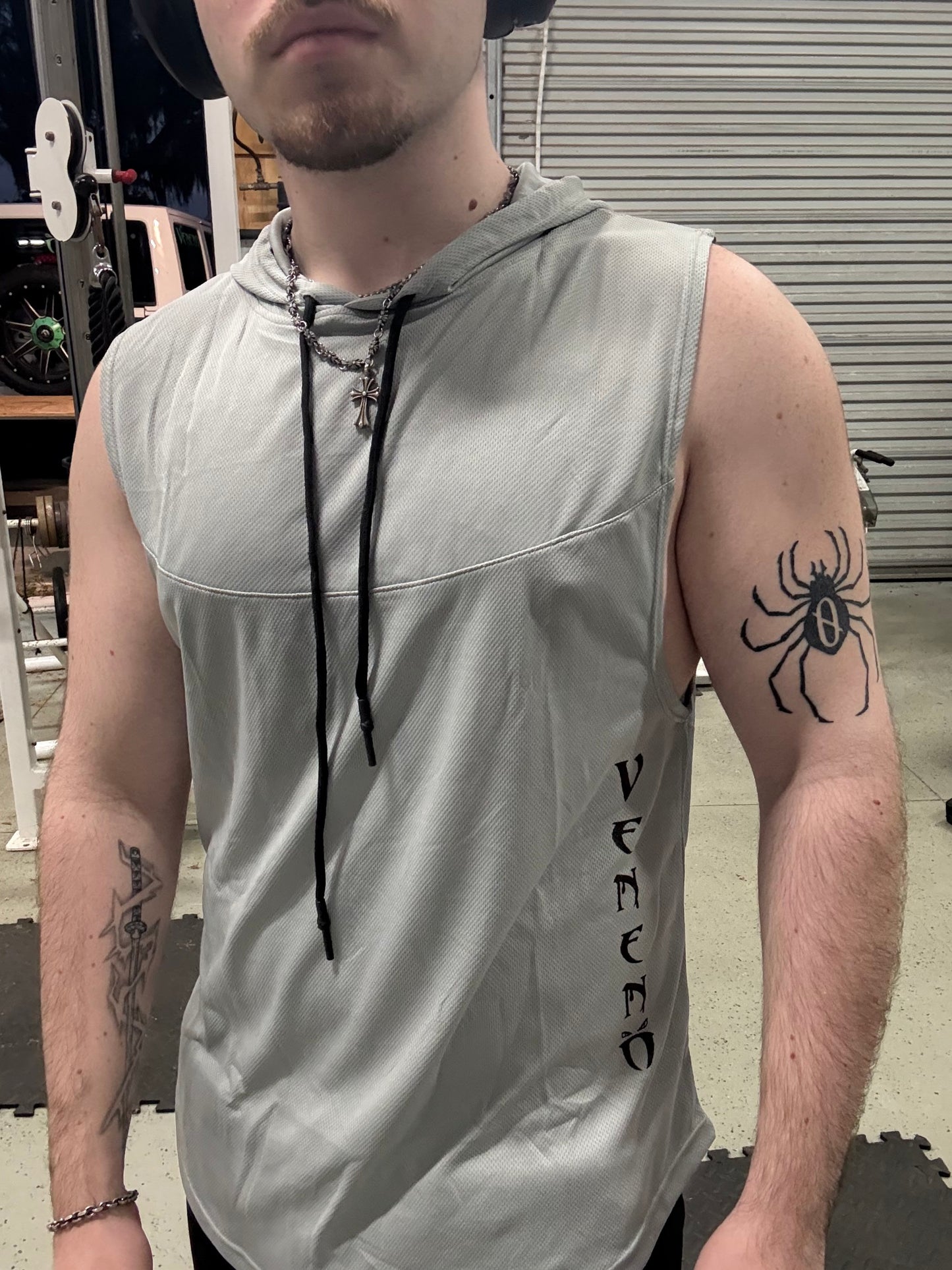 grey short sleeve hoodie