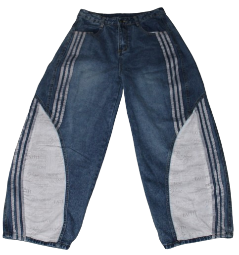 Grey print barrel jeans (Pre-Order)