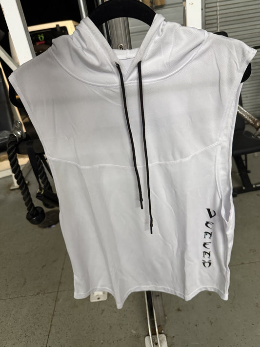 white short sleeve hoodie